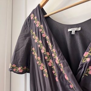 Gray and Pink Floral Gown